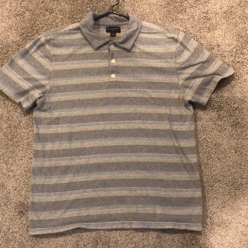 Banana Republic polo. Size large. Gray striped